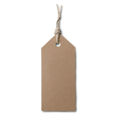 A blank brown paper tag suitable for customization with a transparent, png, white background perfect for design mockups