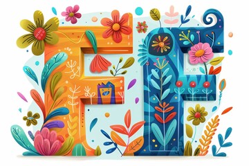 A playful and imaginative illustration of the letter F from the alphabet incorporating fun elements and vibrant designs. Ideal for kids' books games and creative projects.