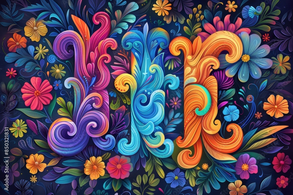 Fototapete a vibrant and colorful illustration of the letter i featuring intricate patterns and designs that ma