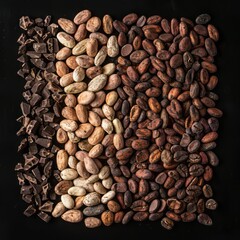 Fototapeta premium A Pile of Nuts on a Black Surface