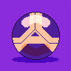 Futuristic Glossy Purple Soccer Ball, Pixel Art Illustration