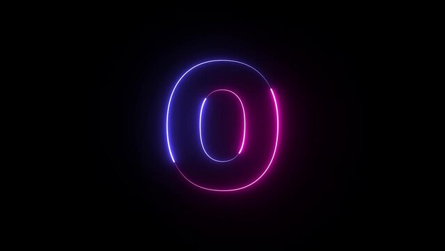 Animated neon letter O. Two-color looping trendy glowing neon alphabet letter O. Educational concept with neon letter
