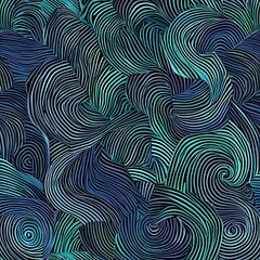 Abstract spiral cool color combination seamless pattern background in blue theme.