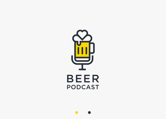 beer podcast logo design vector silhouette illustration