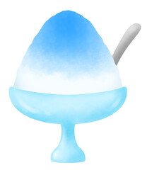 ブルーハワイ味のかき氷のイラスト
