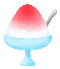 いちご味のかき氷のイラスト
