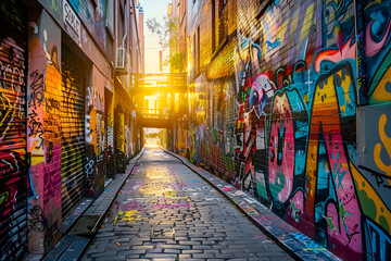 A graffiticovered alleyway with layers of peeling paint,
Graffiticovered alleyways wind through the urban jungle the colorful artwork a nod to the citys
