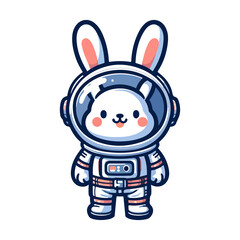 cute bunny astronaut icon character