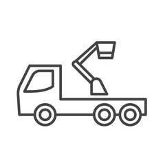 cherry picker construction vehicles icon in outline style