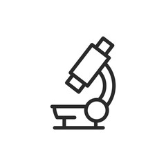 Microscope, linear style icon. Scientific research and examination. Editable stroke width