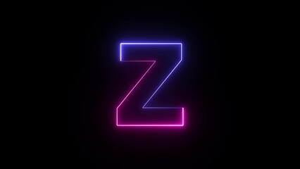 Animated neon letter Z. Two-color looping trendy glowing neon alphabet letter Z. Educational concept with neon letter