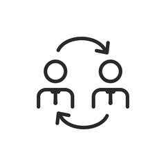 Employee rotation, linear style icon. process of rotating employees between different roles or tasks within an organization. Editable stroke width