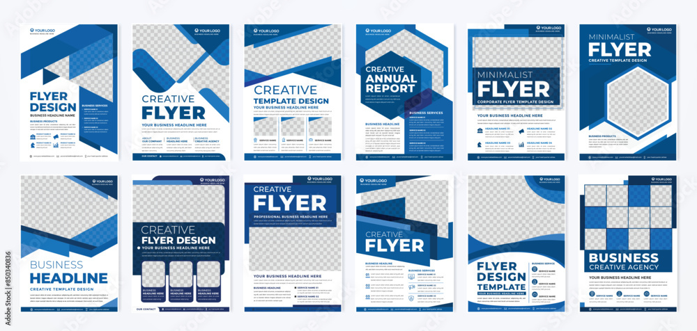 Poster set of business flyer template design with abstract concept and minimalist layout
