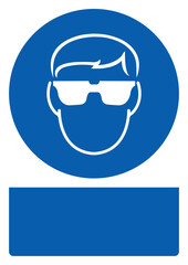 ISO mandatory safety signs eye protection required your custom message here portrait size a4/a3/a2/a1