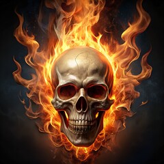 skull in fire
