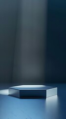 Silver Hexagonal Podium with Copy Space