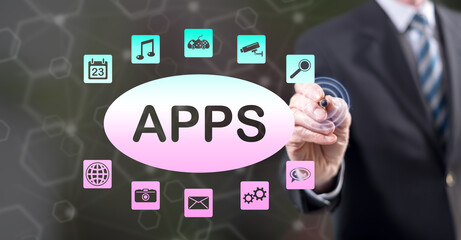 Man touching an apps concept