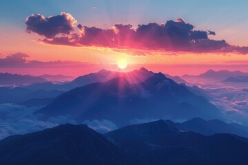 Fototapeta premium Peak sunrise and sea of clouds