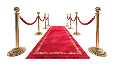 Walking down the red carpet with gold trim, you feel the luxury and exclusivity of a vip event or movie premiere