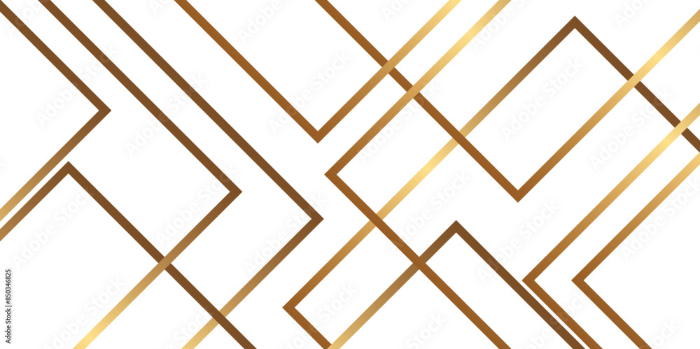 Poster abstract luxury golden geometric random chaotic lines triangle and square shape in white paper backg