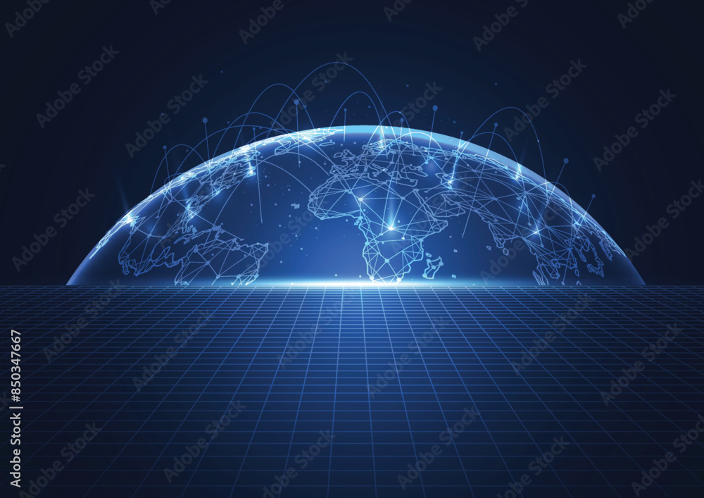 Poster global network connection. world map point and line composition concept of global business. vector i