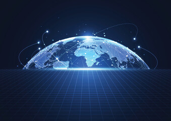 Global network connection. World map point and line composition concept of global business. Vector Illustration