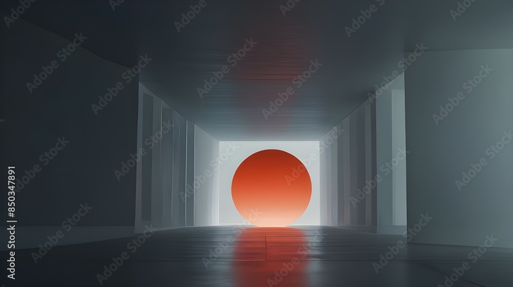 Poster an empty room with a red circle in the middle