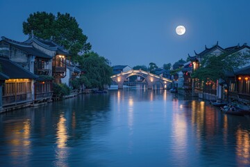 Fototapeta premium Ancient towns in China, at night