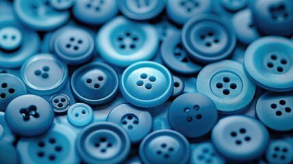Many different blue buttons close-up. The background. Generative AI.