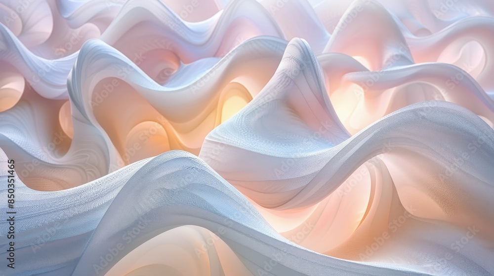 Wall mural ai generated illustration of abstract waves of soft pastel colors creating a fluid texture