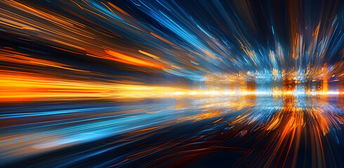 Colorful light streaks at night