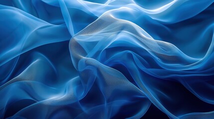 Obraz premium abstract blue background with layers of transparent material. Neon glow effect.