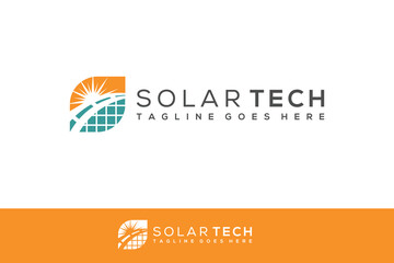 creative logo design solar tech vector template
