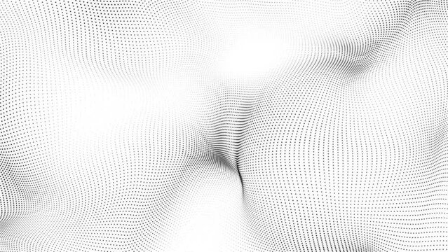 abstract black dot wave technology background with white light digital effect. Digital dynamic wave of particles. Abstract technology has a grunge background. Big data visualization
