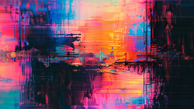 The abstract element is distinguished by a noise texture typical of television screens, which highlights an advanced approach to design and experimentation with digital errors.
