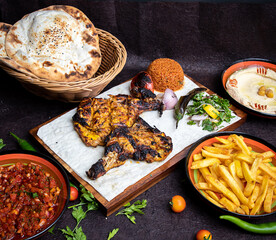 Savor Turkish Arabic Grilled Chicken: tender, marinated, and grilled with traditional spices. A delectable fusion dish perfect for food blogs, menus, and culinary designs.
