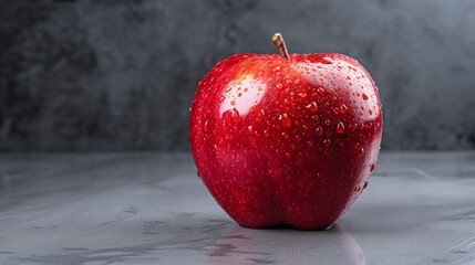 red apple on black background
