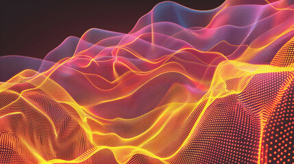 Fototapeta premium Orange and Coral Neon Wave Background 