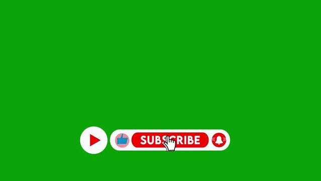 Pop up subscribe notification like bell icon button clicked floating animation motion graphics on transparent background isolated with chroma green screen clip easy to use template for your video blog