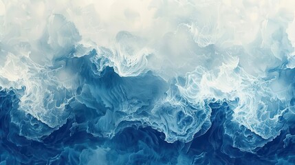 Fototapeta premium Calming ocean waves wallpaper in shades of blue and white