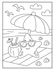 Starfish coloring pages for kids
