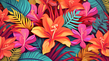 tropical leaf and flower