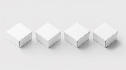 White Box Mockup - Four Boxes on White Background