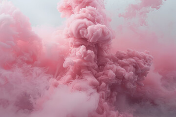 Fototapeta premium Realistic pink smoke element on a white background.