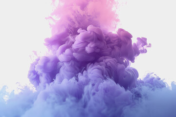 Fototapeta premium Realistic purple smoke element on a white background.