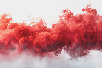 Realistic red smoke element on a white background.
