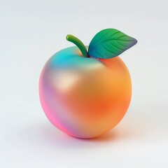 Vibrant 3D Polymer Clay Nectarine Sculpture on White Background with Neon Rainbow Iridescent Colors