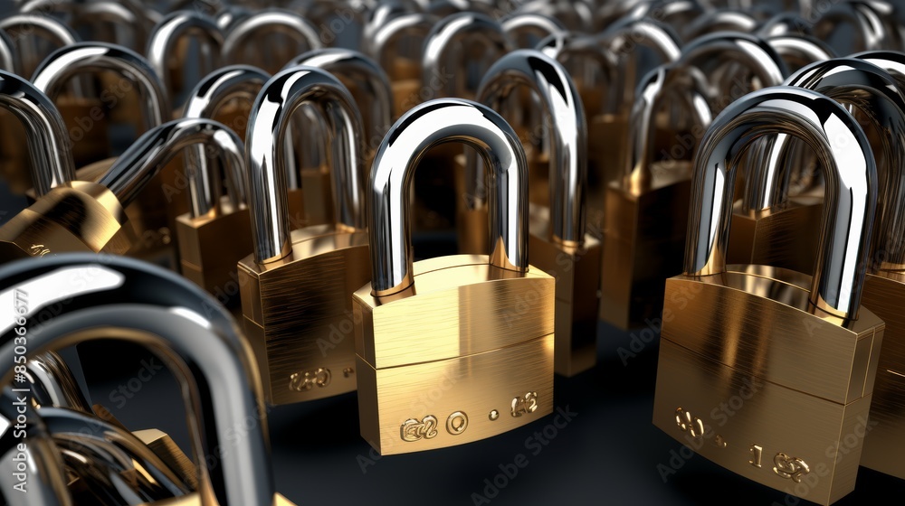 Aufkleber chain of padlocks linked together, symbolizing the interconnectedness of digital security.