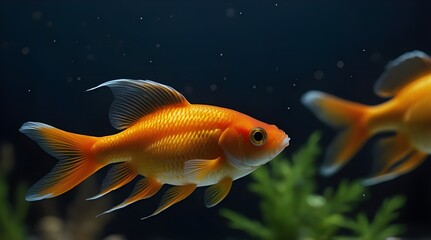 Naklejka premium Goldfish single one in aquarium close up.generative.ai 