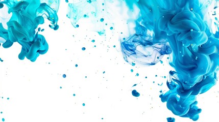 Abstract blue ink cloud explosion in water backdrop